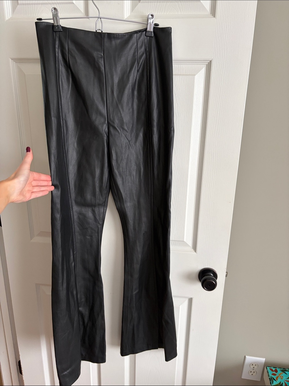 We the Free Real Deal Women's Flare Slit Black Leather Pants